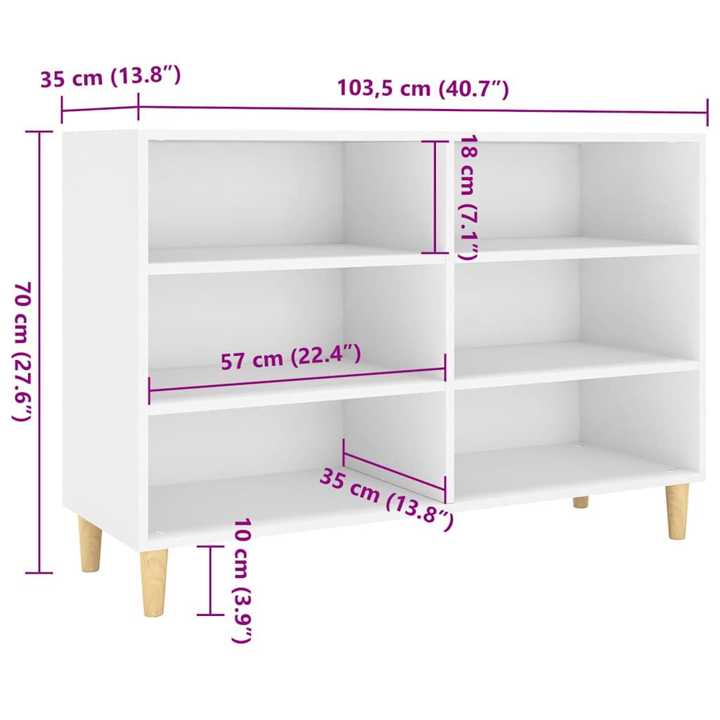 vidaXL Skänk vit 103,5x35x70 cm konstruerat trä