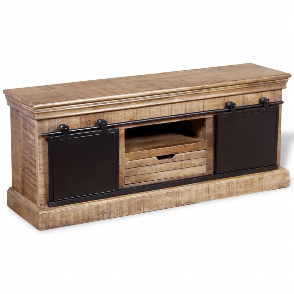 vidaXL TV-bänk med 2 skjutdörrar massivt mangoträ 110x30x45 cm