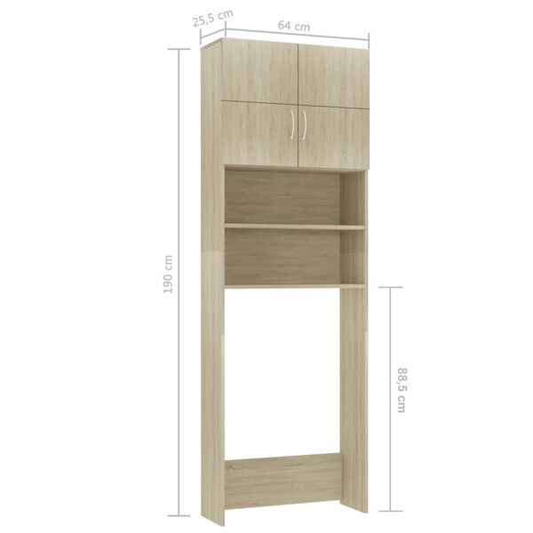 vidaXL Tvättmaskinsskåp sonoma-ek 64x25,5x190 cm konstruerat trä