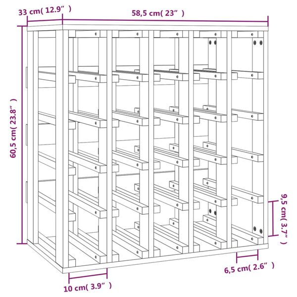 vidaXL Vinställ 58,5x33x60,5 cm massiv furu