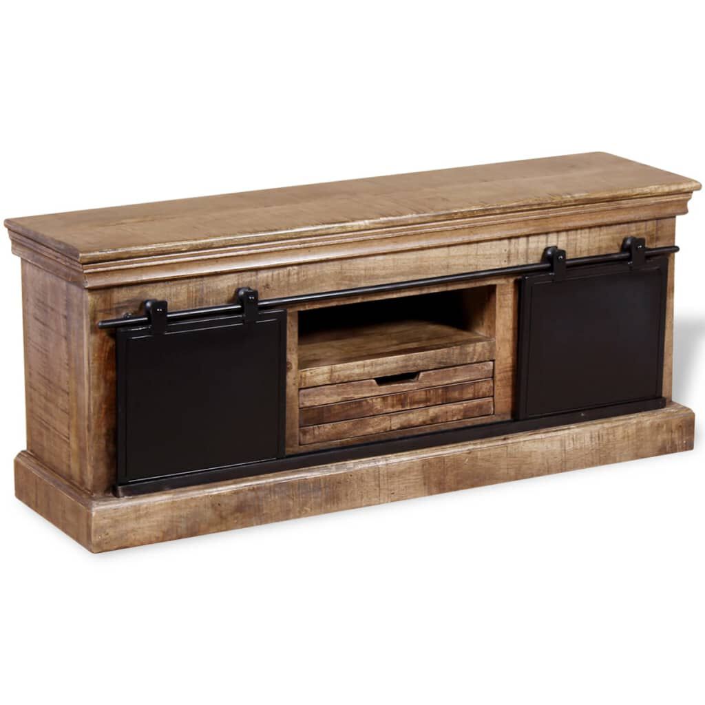 vidaXL TV-bänk med 2 skjutdörrar massivt mangoträ 110x30x45 cm