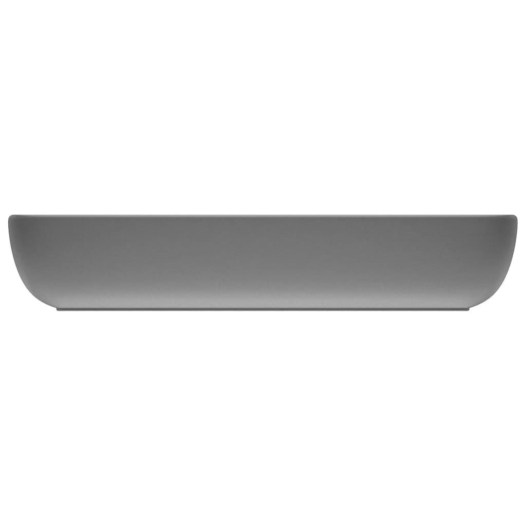 vidaXL Lyxigt rektangulärt handfat matt ljusgrå 71x38 cm keramik