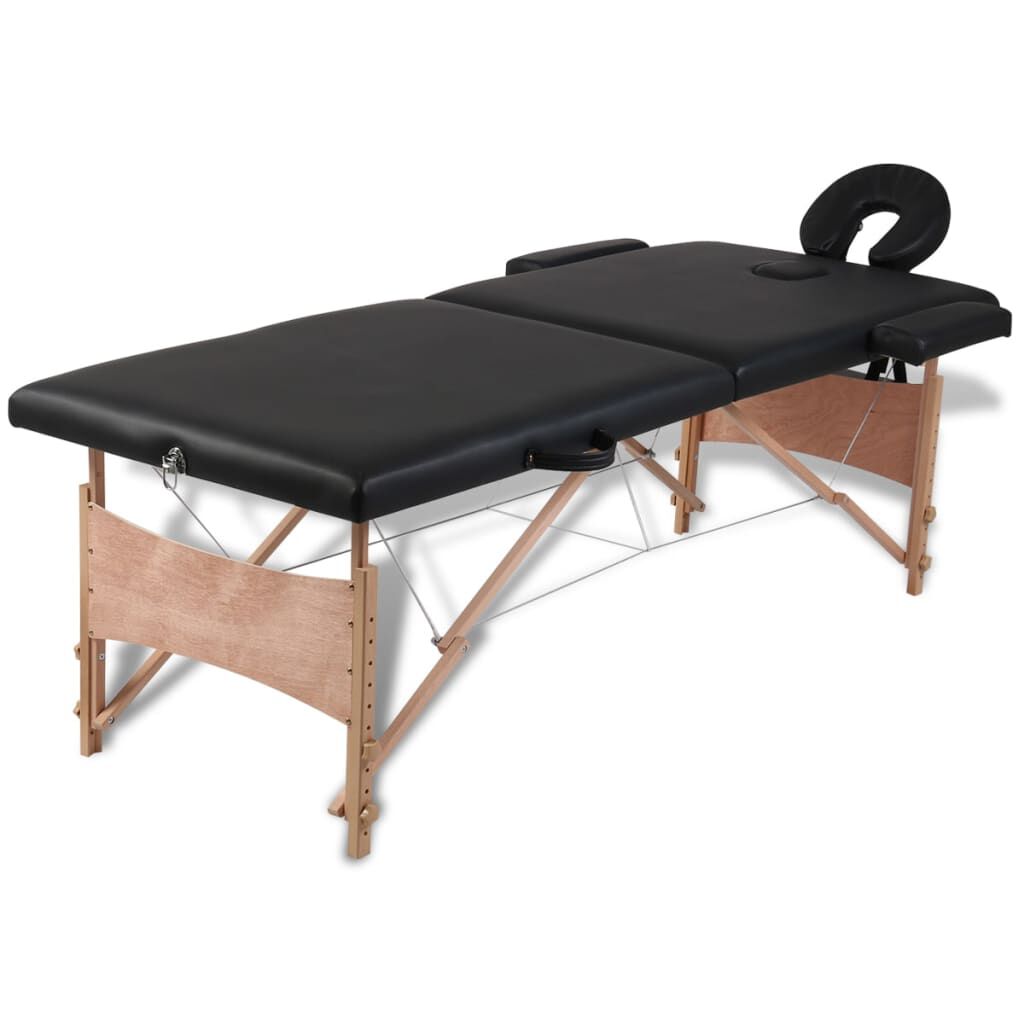 vidaXL Hopfällbar massagebänk med 2 sektioner träram svart