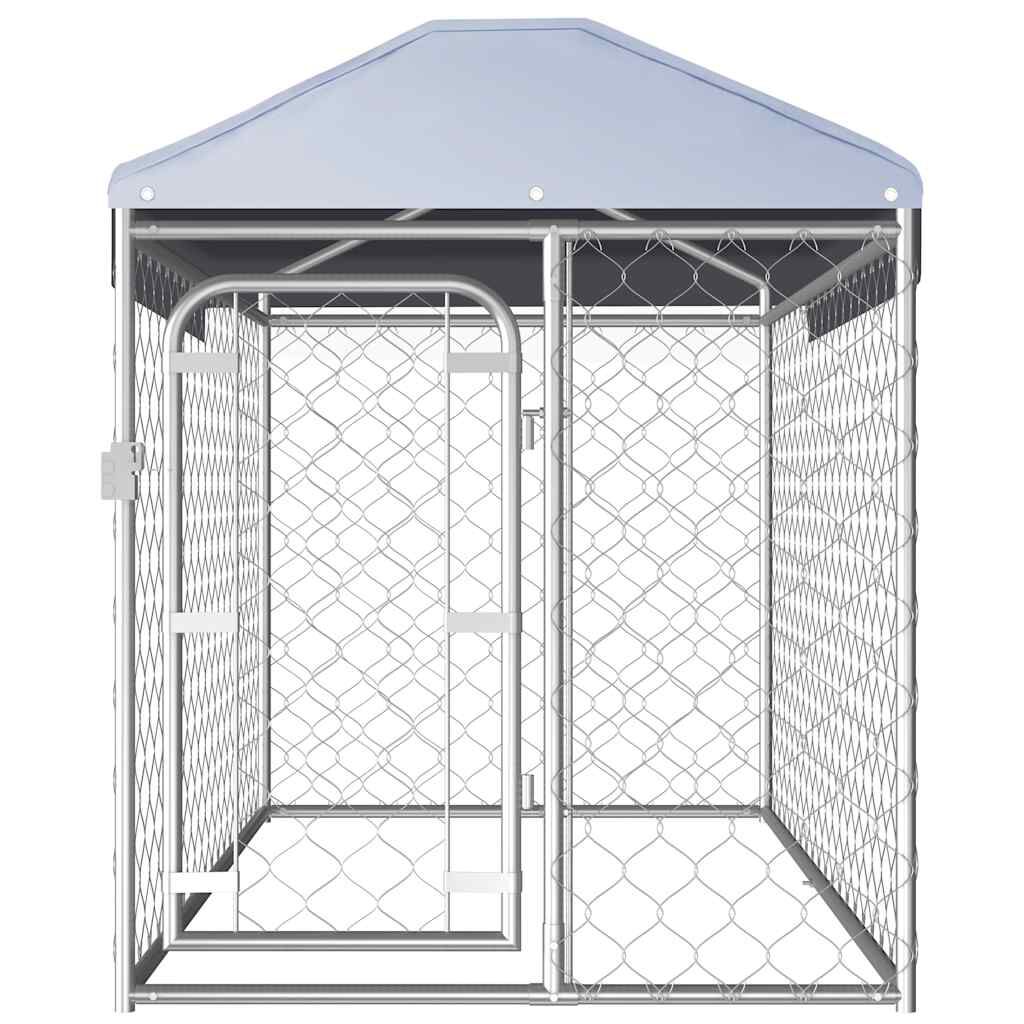 vidaXL Hundgård med tak för utomhusbruk 200x100x125 cm