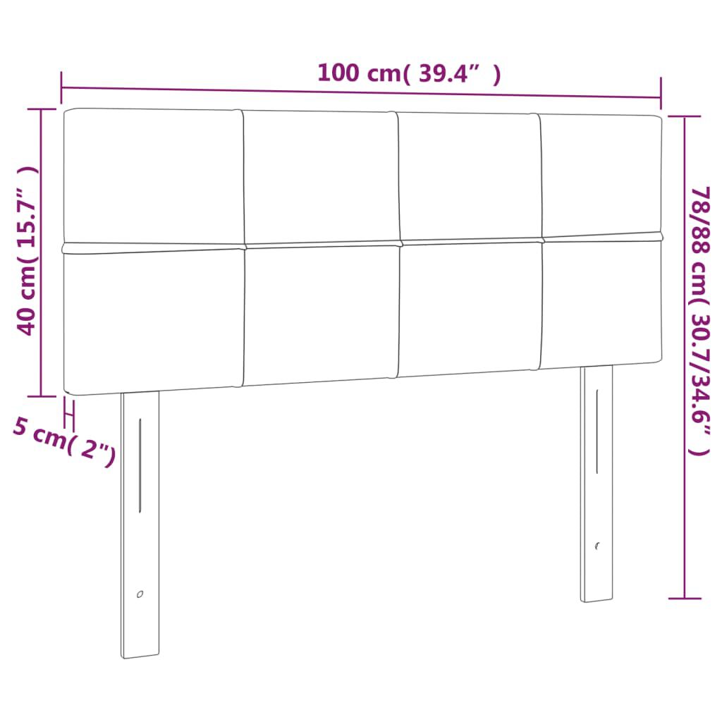 vidaXL Sänggavel mörkgrå 100x5x78/88 cm sammet
