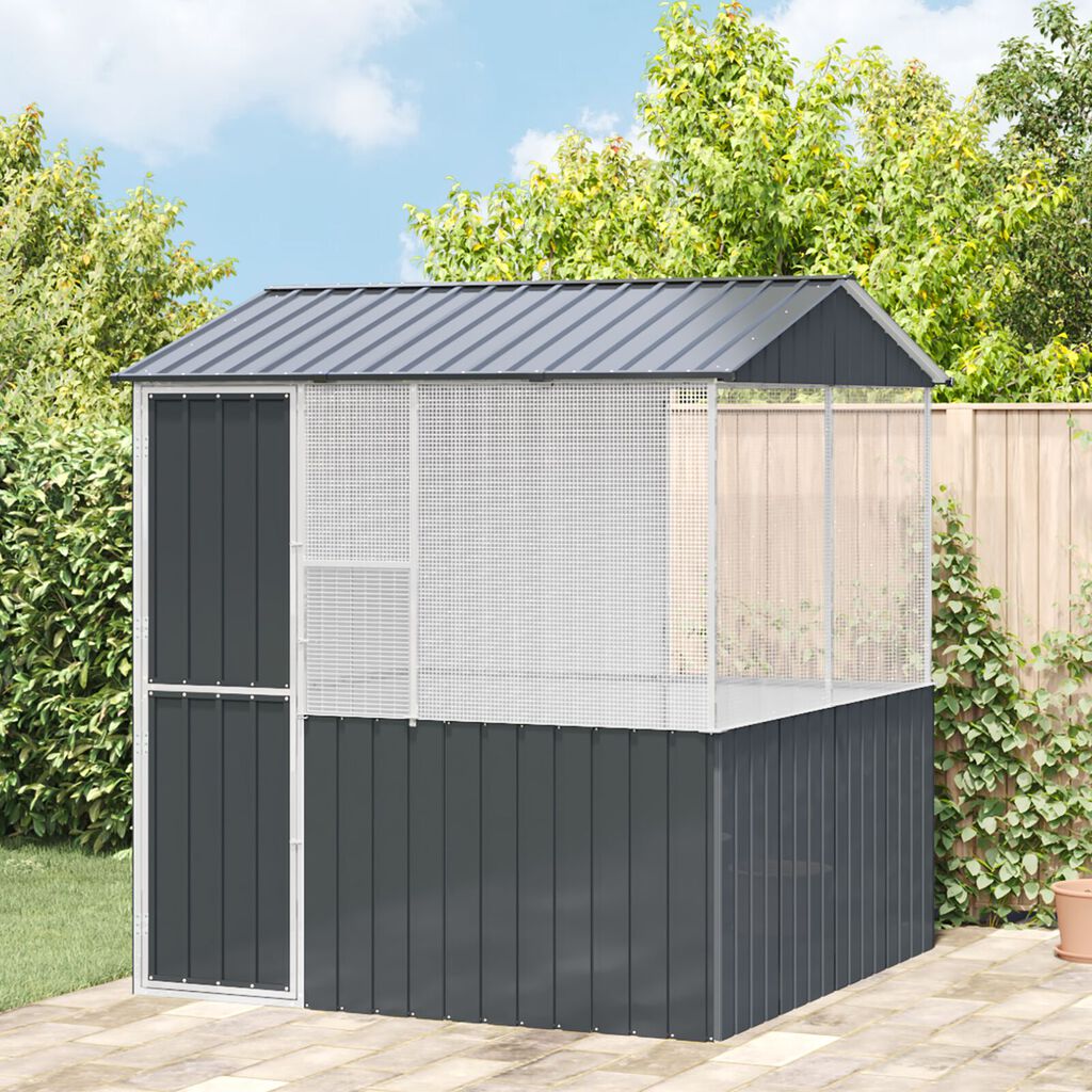 vidaXL Fågelbur Antracit 215x78x200 cm Galvaniserad Stål