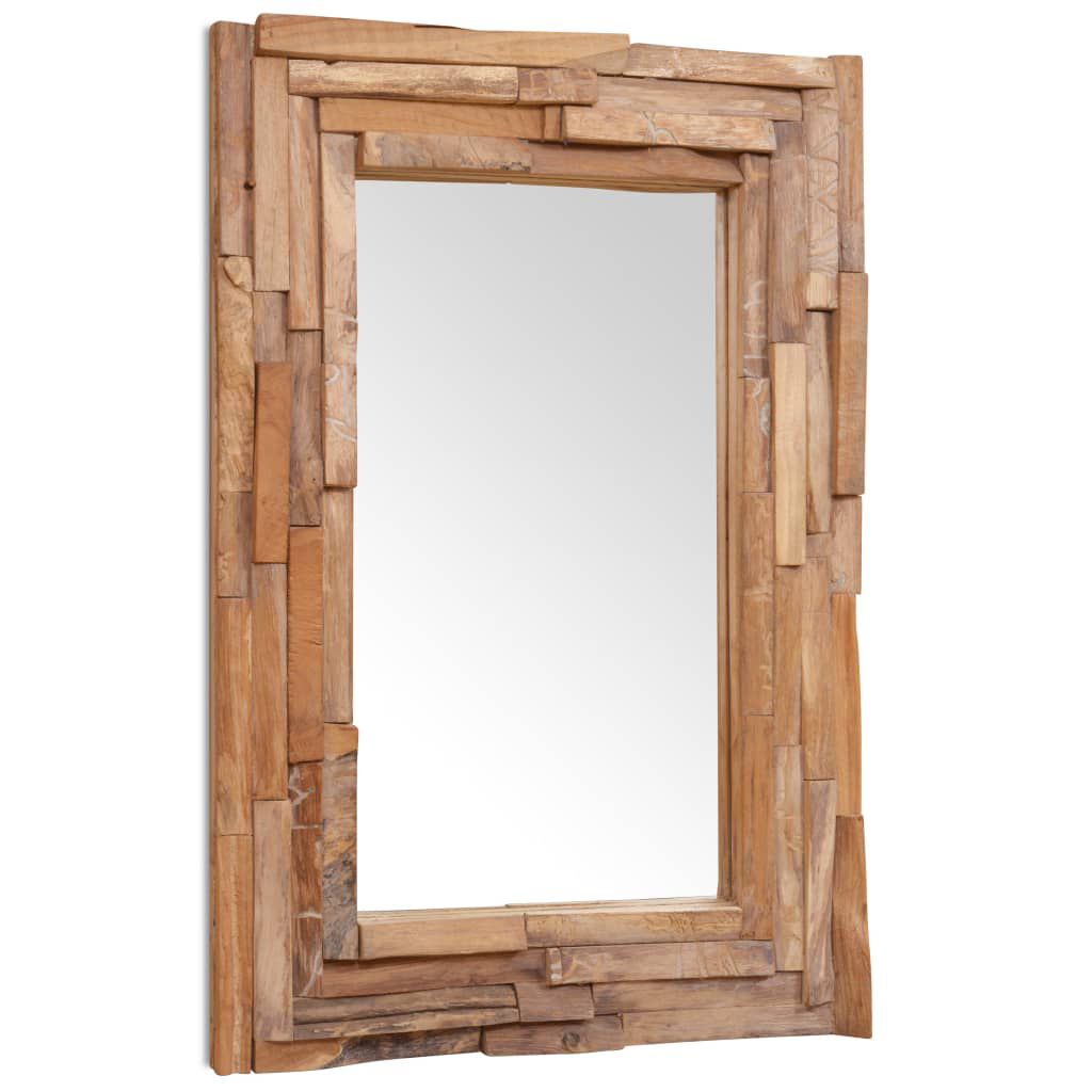 vidaXL Prydnadsspegel teak 90x60 cm rektangulär