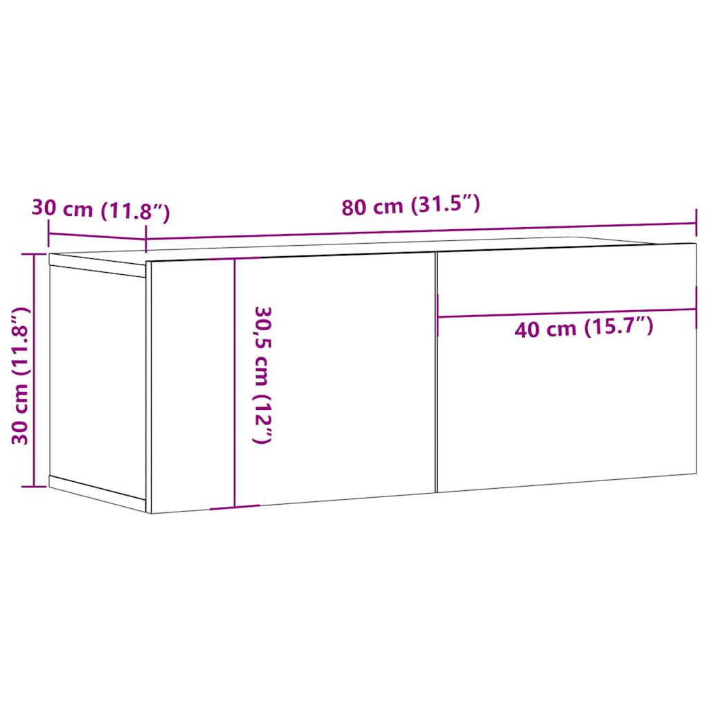 vidaXL Tv-bänkar 2 st svart 80x30x30 cm konstruerat trä