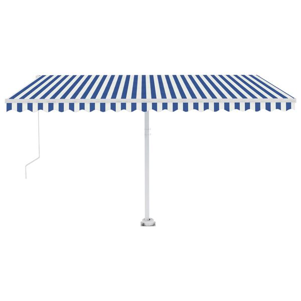 vidaXL Fristående markis manuellt infällbar 400x300 cm blå/vit