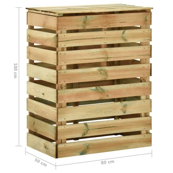 vidaXL Ribbad trädgårdskompost 80x50x100 cm impregnerad furu