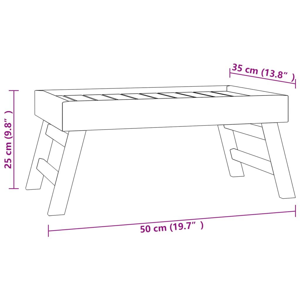 vidaXL Hopfällbar bricka 55x35x25 cm massivt teakträ