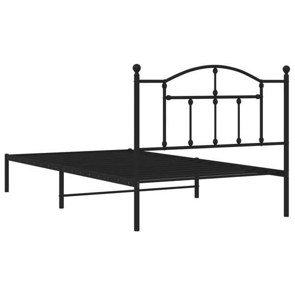 vidaXL Sängram med huvudgavel metall svart 107x203 cm