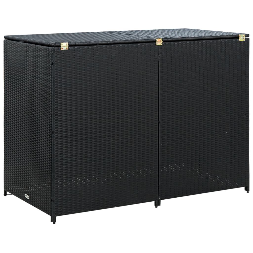 vidaXL Skjul för 2 soptunnor konstrotting 148x80x111 cm svart